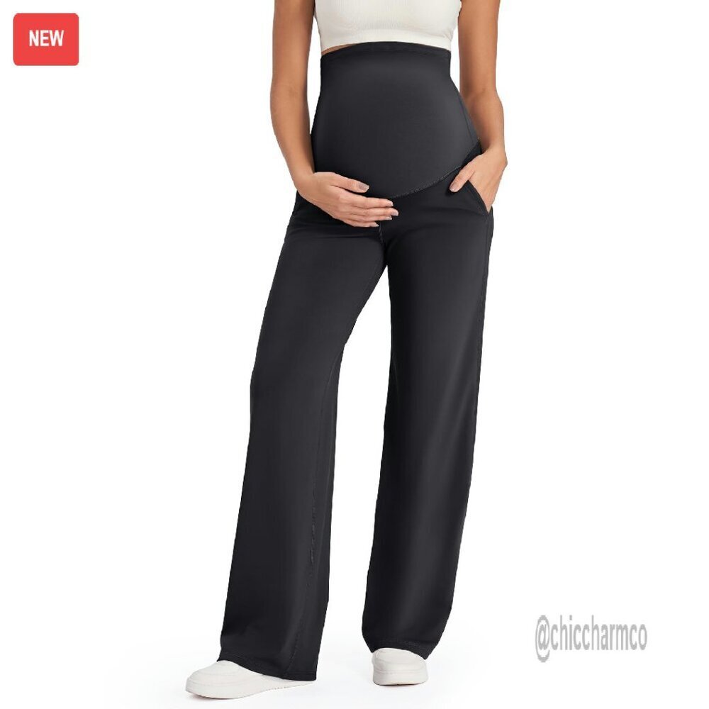 Maternity Yoga Pants Over Belly Stretchy Wide Leg Lounge Work Pants